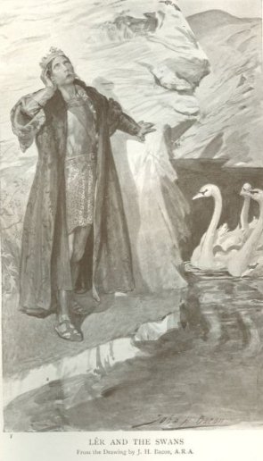 L&Ecirc;R AND THE SWANS From the Drawing by J. H. Bacon, A.R.A.