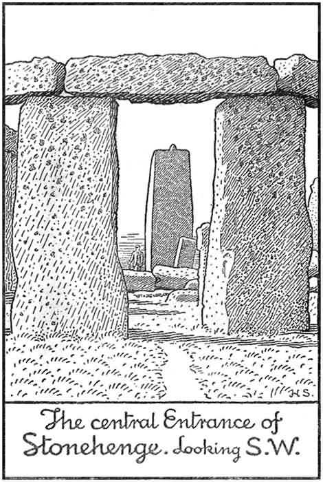 The central Entrance of Stonehenge. Looking S.W.