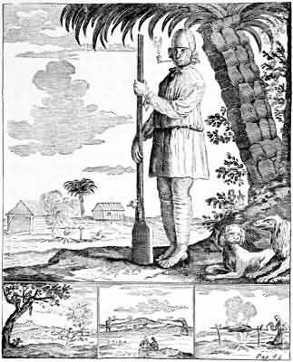 A BUCCANEER'S SLAVE, WITH HIS MASTER'S GUN A BUCCANEER'S SLAVE, WITH HIS MASTER'S GUN; A BARBECUE IN RIGHT LOWER CORNER