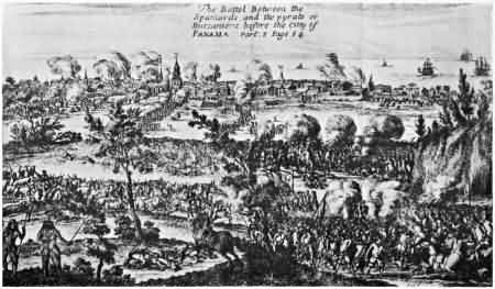 THE BATTLE OF PANAMA The Battel Between the Spaniards and the pyrats or Buccaniers before the Citty of PANAMA. Part. 3 Page 54