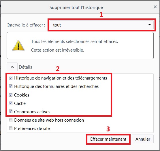 Effacer maintenant