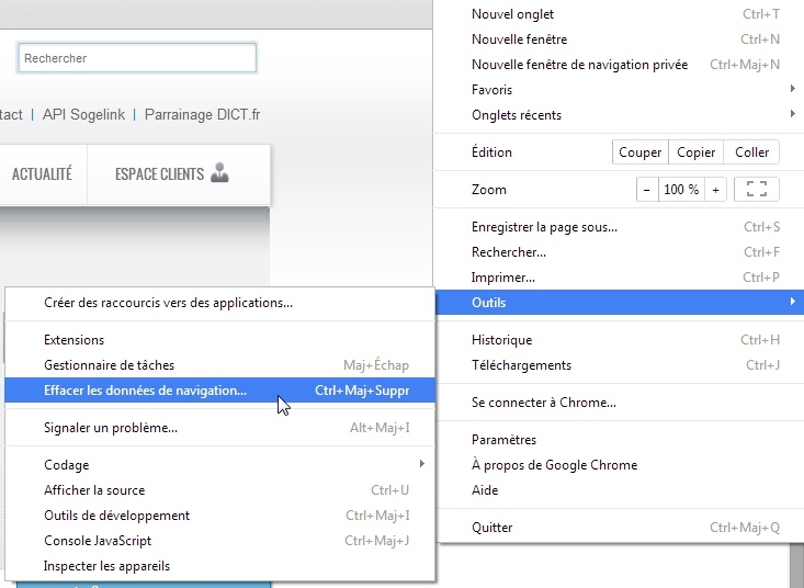 Effacer les données de navigation