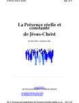 La présence réelle et constante de Jésus-Christ